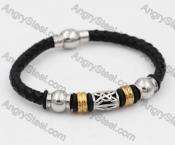 Stainless Steel Leather Bracelet KJB030166