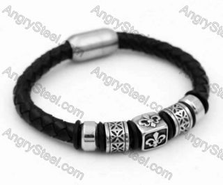 Stainless Steel Leather Bracelet KJB030167