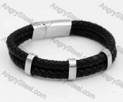 Stainless Steel Leather Bracelet KJB030169