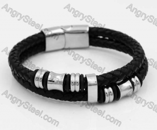 Stainless Steel Leather Bracelet KJB030170