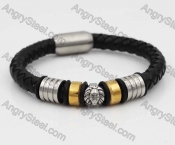 Stainless Steel Leather Bracelet KJB030174