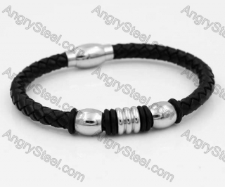 Stainless Steel Leather Bracelet KJB030175