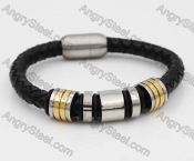 Stainless Steel Leather Bracelet KJB030176