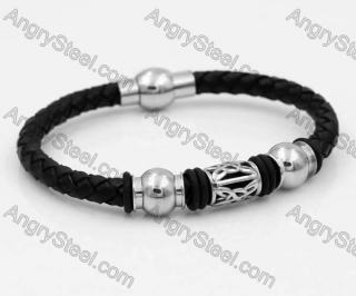 Stainless Steel Leather Bracelet KJB030177