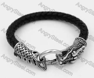 Stainless Steel Leather Bracelet KJB030179