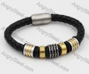 Stainless Steel Leather Bracelet KJB030180