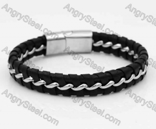 Stainless Steel Leather Bracelet KJB030185