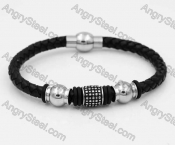 Stainless Steel Leather Bracelet KJB030187