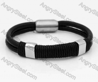 Stainless Steel Leather Bracelet KJB030188