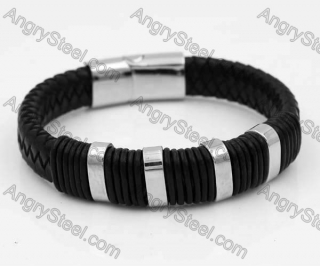 Stainless Steel Leather Bracelet KJB030189