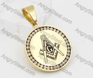 Gold Plating Steel Inlay Stones Masonic Pendant KJP640031