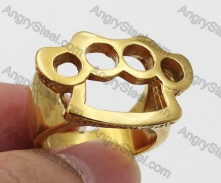 Gold Steel Iron Four Fingers Ring KJR900021