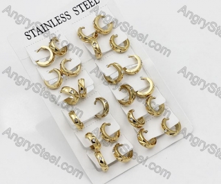 Price for 12 pairs Gold Steel Earrings KJE101-0083