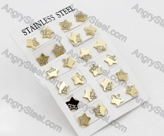 Price for 12 pairs Gold Steel Earrings KJE101-0088