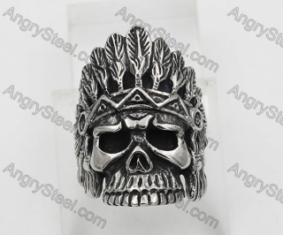 Stainless Steel Chief Skull Ring KJR350550