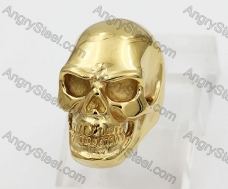 Big Gold Steel Skull Ring KJR350552