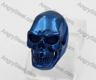 Big Blue Steel Skull Ring KJR350553