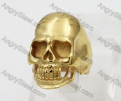 Gold Steel Skull Ring KJR350554