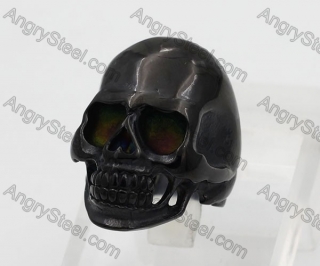 Black Steel Skull Ring KJR350556