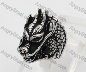 Steel Inlay Stone Dragon Ring KJR640010