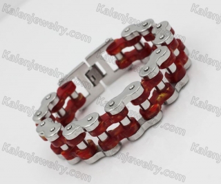 Steel with the Red Cellulose Acetate Plastic Sheet Glasses Central Pieces Biker Chain Bracelet KJB360070-1