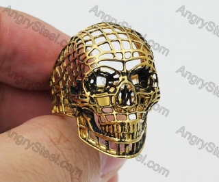 Gold Plating Hollow Skull Ring KJR330220