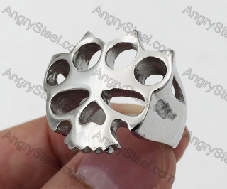 Steel Skull Iron Four Fingers Ring KJR330223