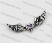 Purple Stone Steel Wings Pendant KJP000012