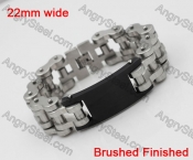 Stainless Steel Black Brushed Finished ID Tag Motorcycle Chain Bracelet KJB710124