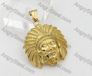 Gold Plating Steel Indian Chief Pendant KJP260006