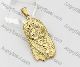 Gold Plating Steel Indian Chief Pendant KJP260007