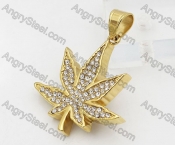 Overlay Stones Steel Marijuana Leaves Pendant KJP260061