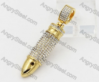 Overlay Stones Gold plating Steel Bullet Pendant KJP260062