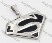 Stainless Steel Black Superman Pendant KJP105-0062