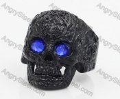 Blue Eyes Black Steel Skull Ring KJR010502