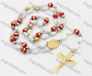 Stainless Stee Beads with Plastic beads Rosary Necklace KJN750268