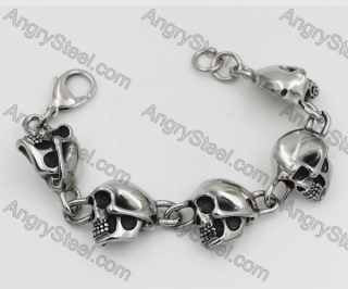 Solid Back Steel Skull Bracelet KJB350160