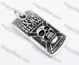 Large Stainless Steel Skull Tag Pendant KJP170389