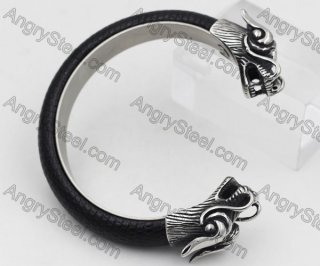 Steel Dragen Bangle with leather KJB56-0354