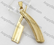 Gold Steel Razor Pendant KJP010415